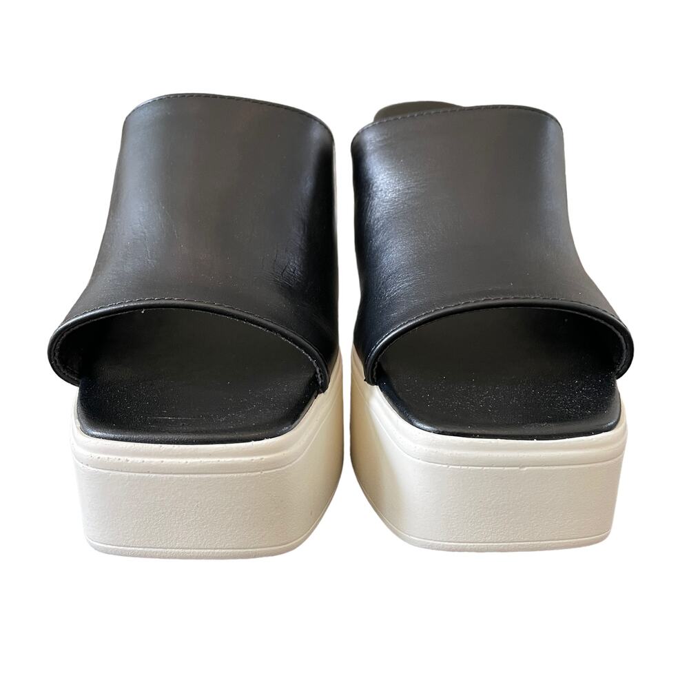 FREE PEOPLE Zoe Platform Slide Sandals Slip On Leather Black Size 39.5 / US 9.5 - Picture 4 of 12